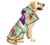 Purple Dream Mushroom Print Dog Raincoats with Reflective Hooded,Portable Pet Poncho Jacket,for Small,Medium,Large S Puppies