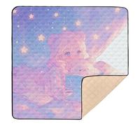 Purple Dreamy Cute Girl Bear Large Stylish Baby Gym & Activity Mat for Indoor Outdoor Washable Tummy Time Mat for Baby Kids Toddlers Infants, 50'' x 50''