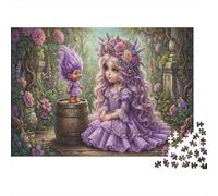 Purple Dress Curly-haired Girl 1000 Piece Puzzle Rose Bushes for Relaxation First-Time Jigsaw Users Memory Improvement Small Gift Idea 70x50cm/1000pcs