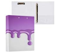 Purple drip pattern on white binder 3.8cm 3 ring binders with inner pockets 1/2 package aesthetic binder 200 sheets