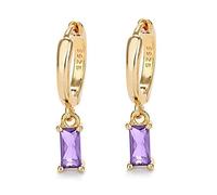 Purple Drop Gold Hoop Earrings, 14K Gold Dangle Sleeper Earrings for Girls - Hypoallergenic, 2PCS