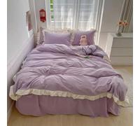 Purple Duvet Cover King White Ruffles Reversible Bedding Set for Kids Girls Women Japan Minimalist Duvet Cover Set Romantic French Home Decor Bedding,King(230x200cm)