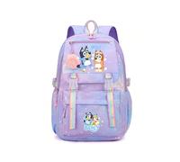 (Purple E style) Bluey New Rainbow Backpack For Elementary And Middle School Students, Large Capacity Fashionable Casual Backpack Gift