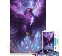 Purple Eagle with Lightning Bolt Symbol 1000 Piece Jigsaw Puzzles for Teenagers Jigsaw Boost Recall Soothing Play Tight Edge Premium Gift (38x26cm)