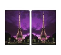Purple Eiffel Tower Passport Holder Passport Wallet PU Leather Passports Protective Cover Slim Travel Accessories