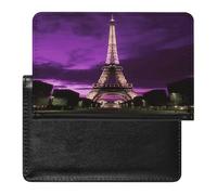 Purple Eiffel Tower Passport Holder Vaccine Card Holder Waterproof Passport Wallet Travel Document Organizer for Airport Essentials