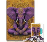 Purple Elephant 1000 Piece Jigsaw Puzzle for Adults And Teenagers,Help The Brain Exercise Addictive Toys to Cultivate Patience Unique Challenge Game (38x26cm)
