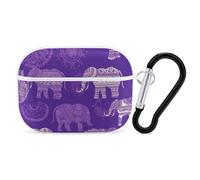 Purple Elephant AirPods Pro 2 Case Cover, Shockproof Hard Shell Protective Case for Women Men, Compatible with Airpod Pro Case 2nd/1st Generation with Keychain-White