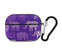 Purple Elephant AirPods Pro 2 Case Cover, Shockproof Hard Shell Protective Case for Women Men, Compatible with Airpod Pro Case 2nd/1st Generation with Keychain-Black