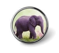 Purple Elephant Badges Pin, Personalized Exquisite Round Badge, 1 Inch Button Pins for Women And Men, Decorative Metal Round Brooch for Clothing, Backpacks, And Hats