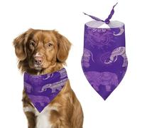 Purple Elephant Dog Bandana Funny Triangle Dog Scarf Comfortable Pet Scarf Polyester Bib Handkerchief Soft Adjustable Puppy Bandanas Gift for Small to Large Girl Dog and Cat