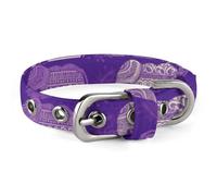 Purple Elephant Dog Collar with Metal Buckle Collar Handmade Traction Protective Sleeve for Small Medium Dogs Cats and Pets