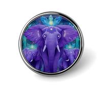 Purple Elephant Family Magic Crystal Elephant Patchwork Round Aluminum Alloy Pin Badge, Decorative Brooch for Jackets, Backpacks, Hats, Shirts, Stylish Metal Lapel Pin Accessory for Men Women 1in