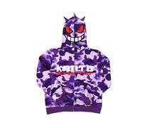 (Purple embroidery, L) Bape Gengar Haunter Gengar Harajuku 3D digital print sweatshirt zipper to the end hoodie