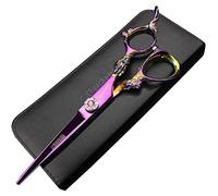 Purple Exquisite Pattern Handle 5.5 inch Professional Hairdressing Scissors Hair Cutting and thinning Hair Salon Hairdresser Tool