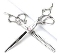 Purple Exquisite Pattern Handle 5.5 inch Professional Hairdressing Scissors Hair Cutting and thinning Hair Salon Hairdresser Tool