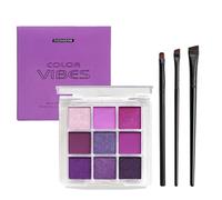 Purple Eyeshadow,9 Colour Purple Eyeshadow Palette,Pearlescent Purple Eyeshadow Palette Matte Glitter Eye Shadow Pallets,with 3 Makeup Brush,Waterproof,Long Lasting Intense Colour,For Girl Women
