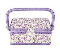 Purple Fabric Craft Storage Box Flower Printed Sewing Basket Large Knitting Tools Handmade Sewing Organizer Storage Fabric Craft for Sewing Tools