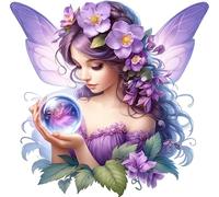Purple Fairy Flower Vinyl Decal Stickers, Cover Marks, Wall Decor 20cm 7cm