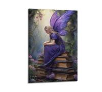 Purple Fairy Wall Art, Serene Print, Fantasy Poster, Peaceful Canvas Picture Artistic Wall Mural Modern Hanging Decor Poster16x24inch(40x60cm)