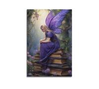 Purple Fairy Wall Art, Serene Print, Fantasy Poster, Peaceful Canvas Picture Artistic Wall Mural Modern Hanging Decor Poster24x36inch(60x90cm)