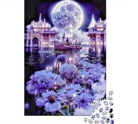 Purple Fantasy City 1000 Pieces Thick Cardboard Jigsaw Puzzle Couple Partners Brain Training Beautiful Decoration Gift Idea 52x38cm/1000pcs