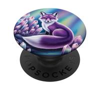 Purple Fantasy Fox with Crystals Cute Mystical Animal Art PopSockets Adhesive PopGrip