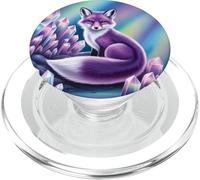 Purple Fantasy Fox with Crystals Cute Mystical Animal Art PopSockets PopGrip for MagSafe