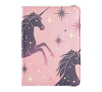 Purple Fantasy Star unicorns Leather Passport Holder Covers Case Travel Passport Wallet With Vaccination Card Slot Cute Passport Book Waterproof, Purple fantasy Star unicorns, One Size