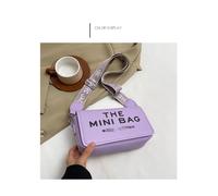 (Purple) Fashion Ladies Mini Square Bag Letter Decor Solid Color Crossbody Shoulder Bag