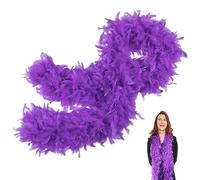 Purple Feather Boas Thick Fancy Dress for Women,Girls,80g 2m/6.6ft Natural Turkey Feather Boa Purple,Party Fluffy Boa Feather Scarffor Bulk for Adult,Kids,Wedding Bachelor Halloween Christmas Party