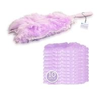 Purple Feather Duster with 10 Pack Microfibre Refill Heads, Reusable Handle with Hanging Eye, Feather Dusters for Cleaning Home Furniture, Window Blinds, Office Desk - Fluffy Duster on a Stick