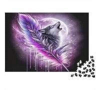 Purple Feather Wolf 1000 Pieces Jigsaws for Adults & Teens 12+, Thick Paper, Purple Feather Wolf, Educational Entertainment, Improves Memory & Focus, for Men Women 70x50cm/1000pcs