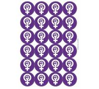 Purple Feminist Fist Circular Matt Paper Stickers A4 Sheet of 24 (Each Sticker is 45mm Diameter)