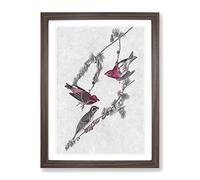 Purple Finch Birds By John James Audubon Vintage Framed Print | A2 Walnut Framed Wall Art | Ready to Hang | Classic Nature Picture | Living Room Bedroom Lounge Office