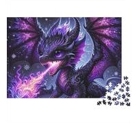 Purple Fire Dragon Jigsaw Puzzle for Adults 1000 Piece Jigsaw Puzzle Night Sky Relaxing 38x26cm/1000pcs
