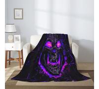 Purple Fire Skull Blanket Throw Blanket for Bed Soft Cozy Fluffy Couch Blankets Fleece Blanket Throw Gifts for Women Men Girls Boys，Lightweight Warm Plush Fleece Blanket for Couch