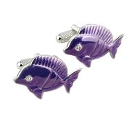 Purple Fish Cufflinks - Onyx Art CK824 Novelty Cuff Links In Premier Life Packaging
