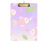 Purple Fish Pattern clipboard Paper pad Plastic for Nurses Home Contractor Size 9 x 12