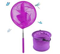 Purple Fishing Net for Kids with Foldable Bucket,Extendable Fishing & Butterfly Net,Children Telescopic Small Crabbing Net for Catching Insects,Fish,Beach,Pool,Ponds Outdoor Activities