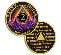 Purple Flame 2 Year Sobriety Coin | AA Chips and Medallion, Celebrating Sobriety Milestones and Achievements, Featuring the Serenity Prayer Design, Sobriety Gifts for Men & Women