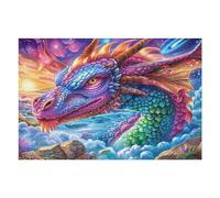Purple Flame Dragon 1000-piece Jigsaw Puzzle Set Cute Pets Warm The Heart For Adults Teens 14+ Logic Skill Indoor Game Family Game Night Summer Paperboard 1000 PCS