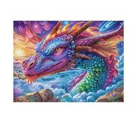 Purple Flame Dragon 500 Pieces Set Classic Jigsaw Puzzle Cute Pets Warm The Heart Couple Puzzle Partners Logic Skill Wall Decor Easter New Year Gift Eco-friendly Recycled Cardboard 500 PCS