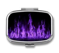 Purple Flame Pill Box 2 Compartment Portable Medicine Pill Case Travel Pill Organizer for Pocket Purse