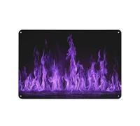 Purple Flame Tin Metal Signs Wall Art Decorations for Bar Pub Club Cafe Room Farmhouse White 20x30cm