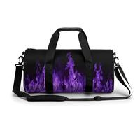 Purple Flame Travel Gym Bag for Women Men Cylindrical Duffle Bag Sport Workout Bag with Shoulder Strap