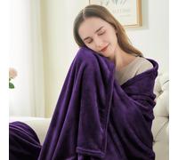 (Purple Fleece, King) Faux Fur Fleece Blanket Large Sofa Bed Warm Throw