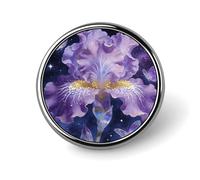 Purple Floal Badges Pin, Personalized Exquisite Round Badge, 1 Inch Button Pins for Women And Men, Decorative Metal Round Brooch for Clothing, Backpacks, And Hats