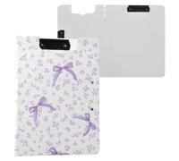 Purple Floral Bow Clipboard a4 Clip Board Foldover Document Folder Files for Paperwork with Clips Lightweight Plastic