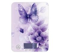Purple Floral Butterflies bariatric food scale for travel 11lb/0.18oz, 5kg/5g kitchen scale small with 4 unit for Baking roasting Baking (Batteries not Included)